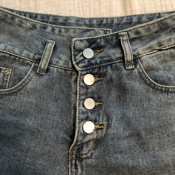 Blue High Waisted Jean Shorts - Picture 6 of 6